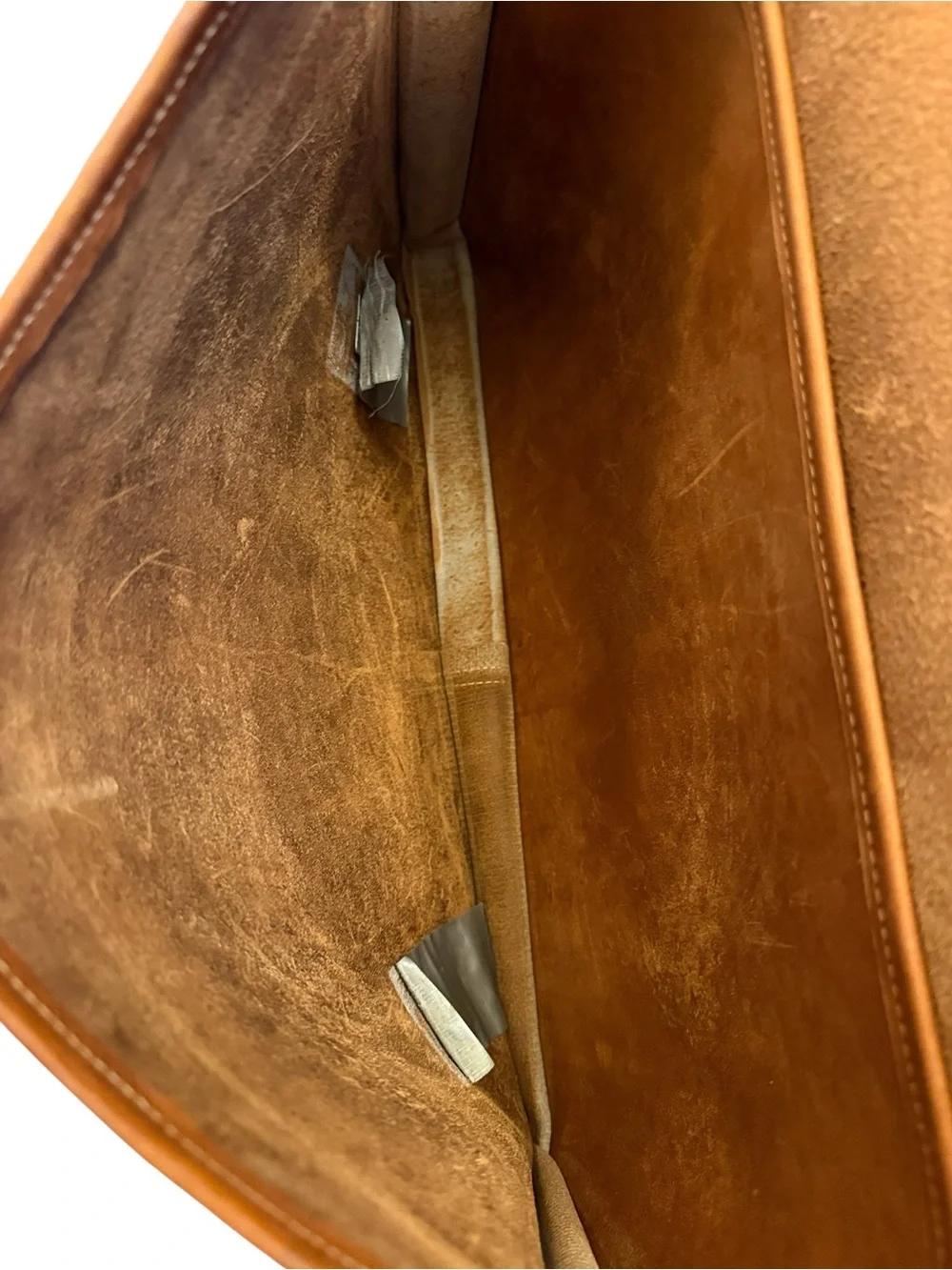 Vintage Robert Cheau Saddle Tan Leather Briefcase Messenger Bag Unused